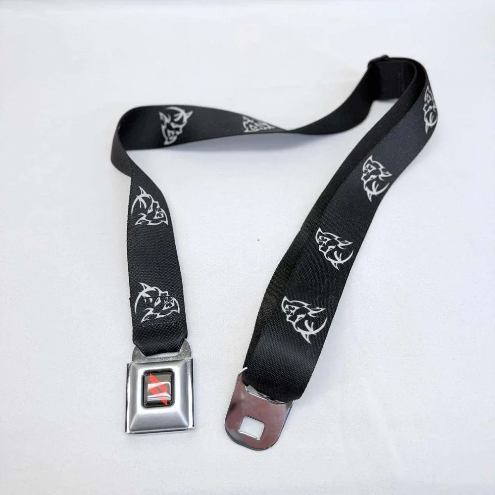 Buckle-Down Dodge SRT Hellcat Seatbelt Belt Black Adjustable Metal Buckle